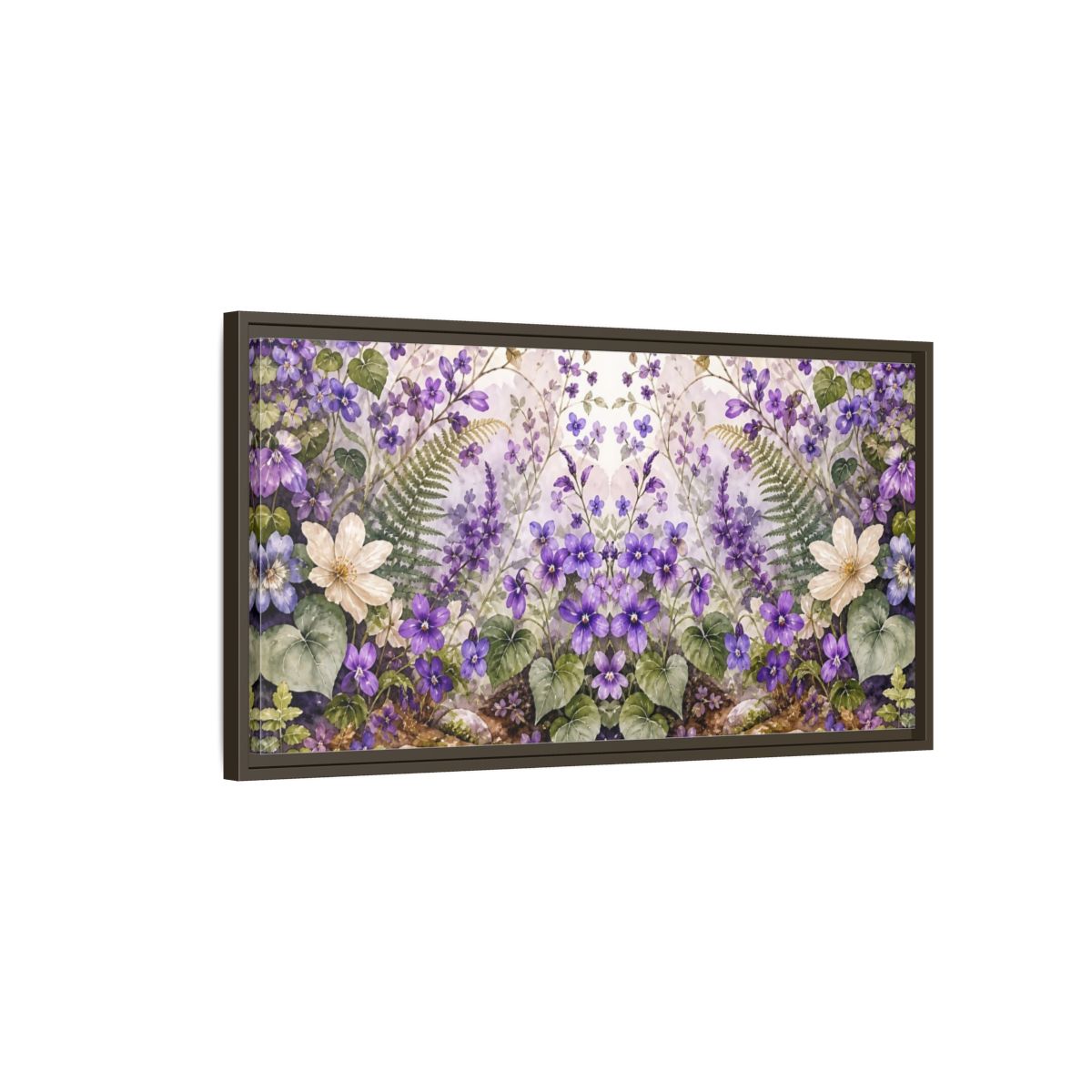 Main Mockup. Floral Violet Flowers Purple Floral shown as stretched canvas wall art