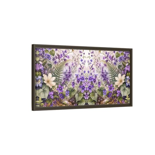 Main Mockup. Floral Violet Flowers Purple Floral shown as stretched canvas wall art