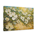 Side Mockup 4. Floral White Blossoms Textured Floral shown as stretched canvas wall art