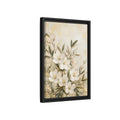 Side Mockup 6. Floral White Flowers Cream Gold Floral shown as stretched canvas wall art