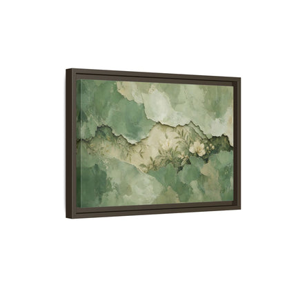 Side Mockup 5. Floral White Flowers Green Floral shown as stretched canvas wall art