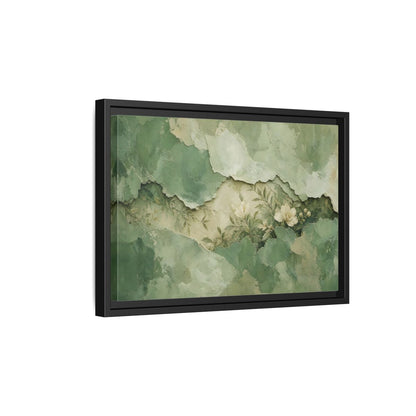 Side Mockup 6. Floral White Flowers Green Floral shown as stretched canvas wall art