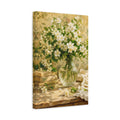 Side Mockup 4. Floral White Flowers White Floral Still Life shown as stretched canvas wall art
