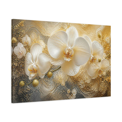 Main Mockup. Floral White Orchid Elegance shown as canvas print