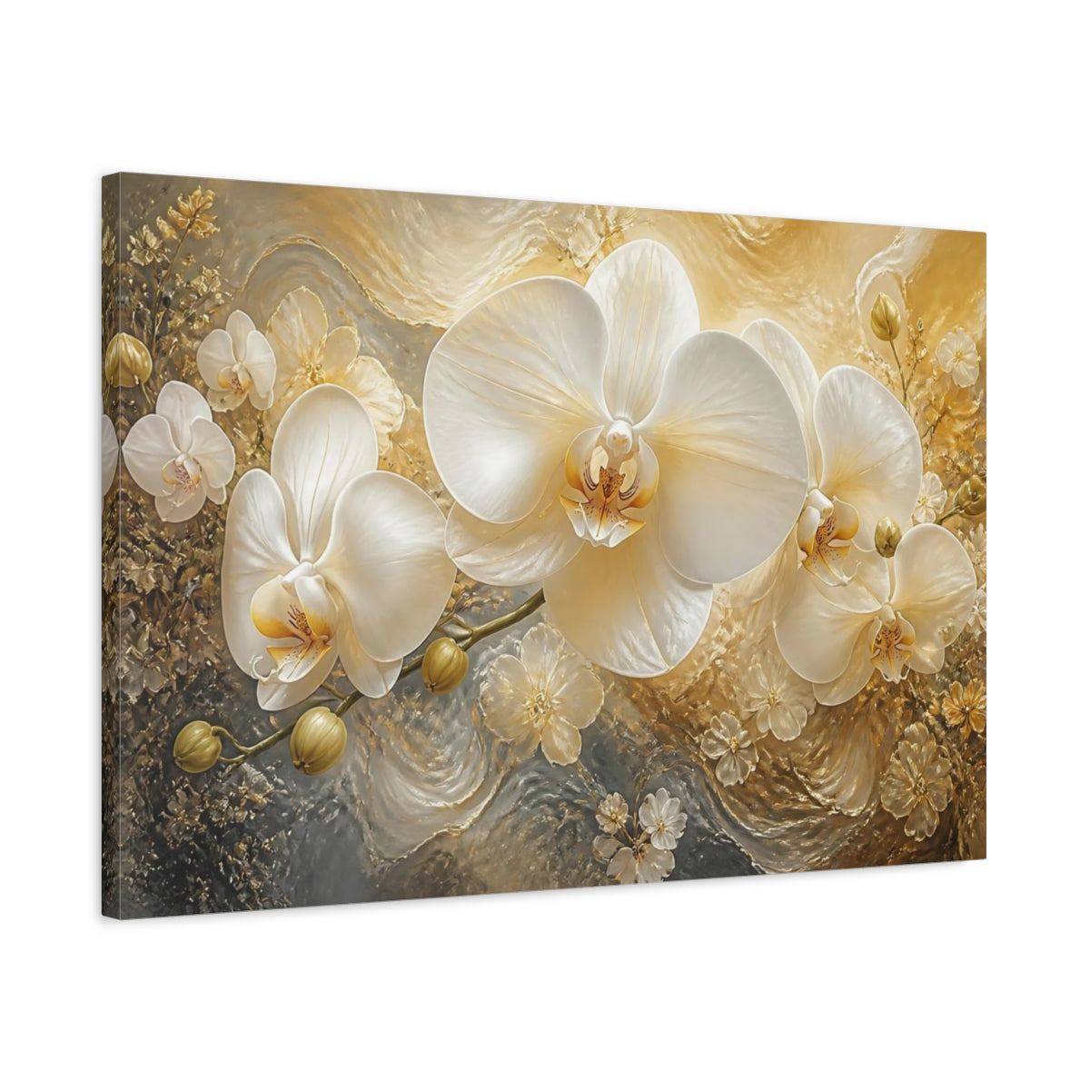 Side Mockup 2. Floral White Orchid Elegance shown as canvas print