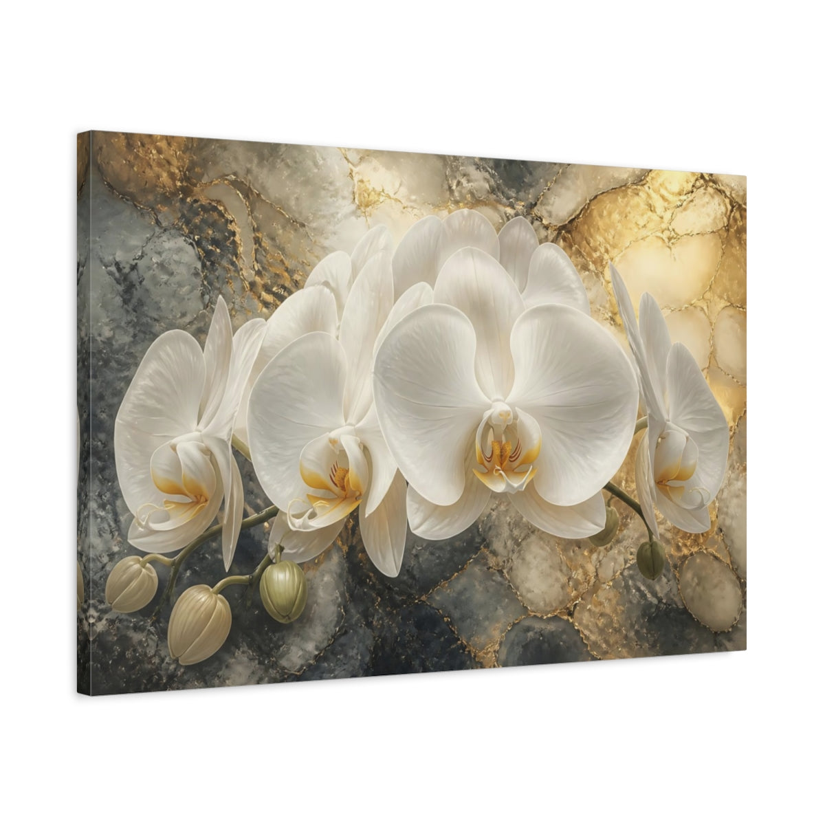 Side Mockup 2. Floral White Orchid Elegance shown as canvas print