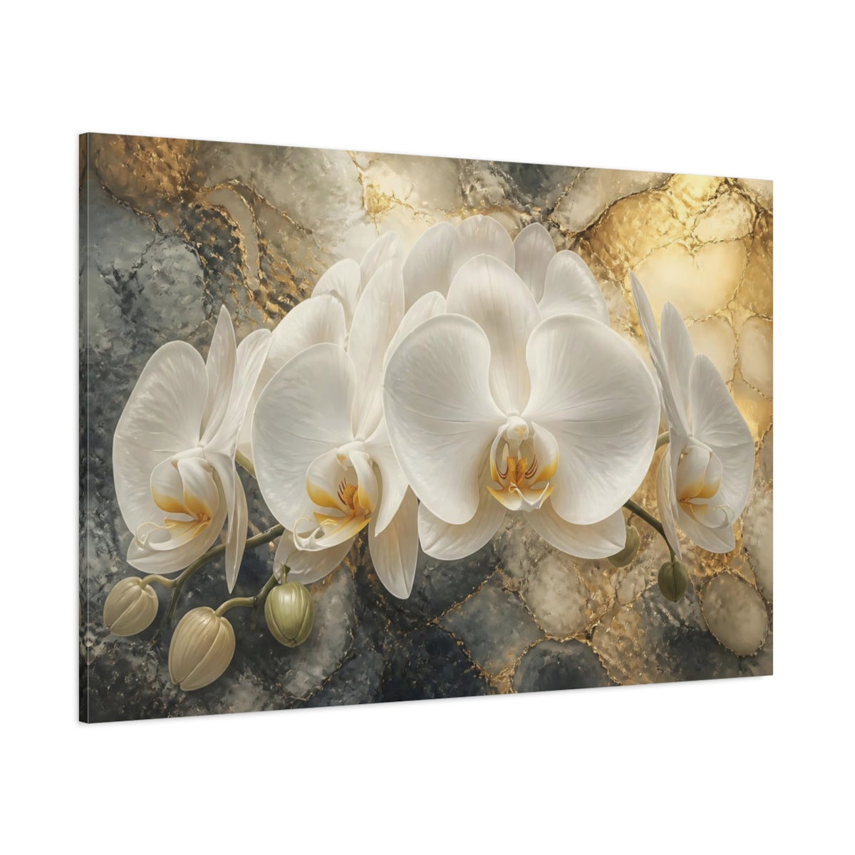 Side Mockup 1. Floral White Orchid Elegance shown as canvas print