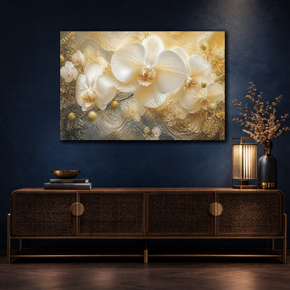 Mockup 4. Floral White Orchid Elegance shown as canvas print