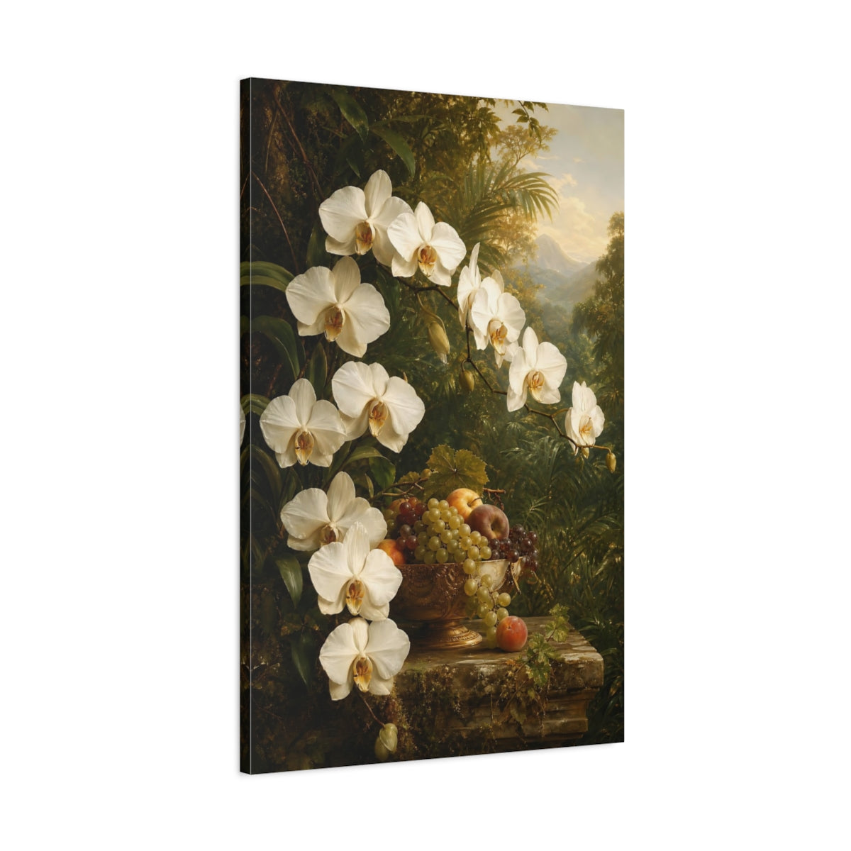 Main Mockup. Floral White Orchids White Orchids shown as stretched canvas wall art