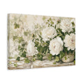 Side Mockup 4. Floral White Peonies White Peony Floral shown as stretched canvas wall art