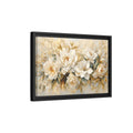 Side Mockup 6. Floral White Peonies Cream And Gold Floral shown as stretched canvas wall art