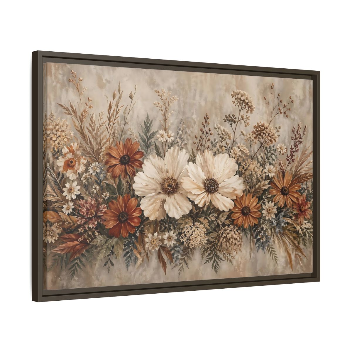 Side Mockup 11. Floral Wildflowers Boho Floral shown as stretched canvas wall art