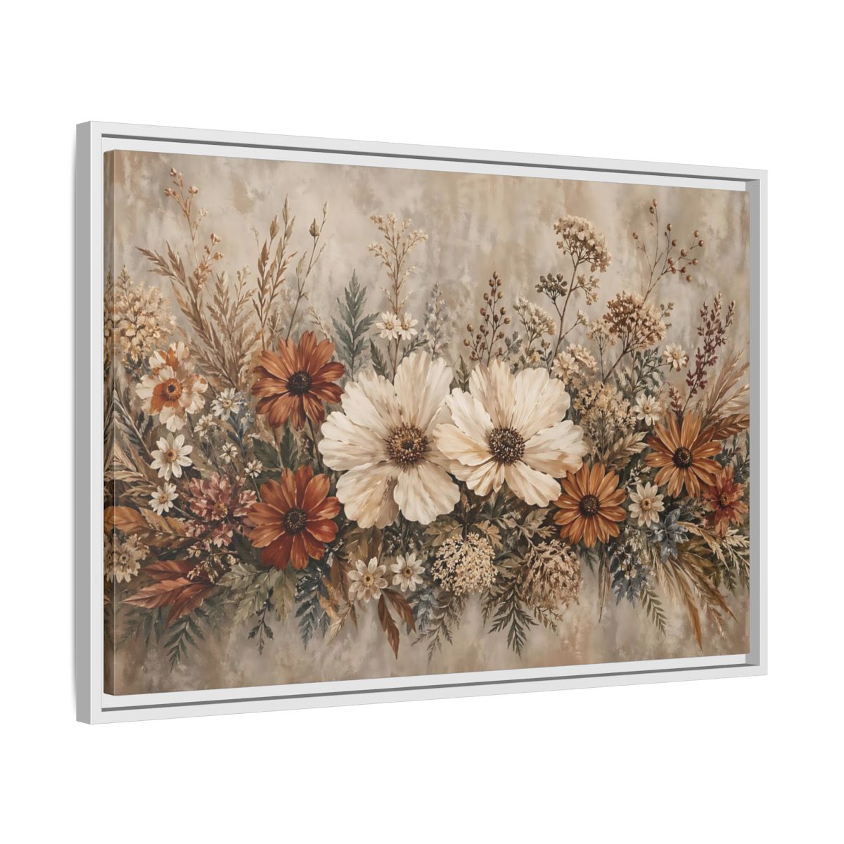 Side Mockup 10. Floral Wildflowers Boho Floral shown as stretched canvas wall art