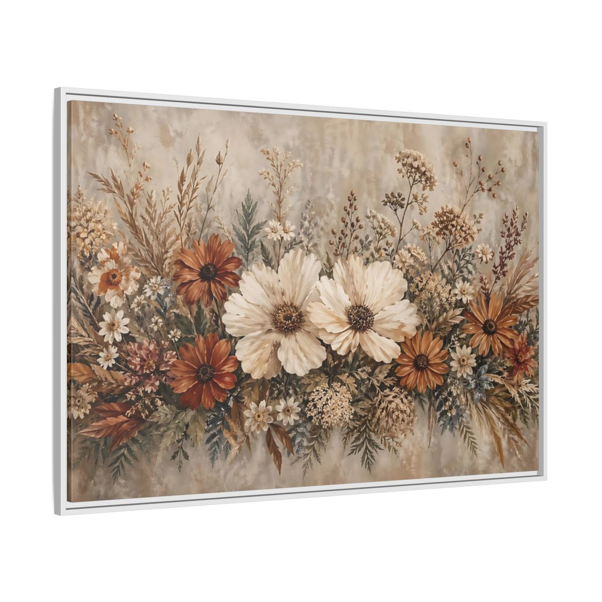Side Mockup 7. Floral Wildflowers Boho Floral shown as stretched canvas wall art