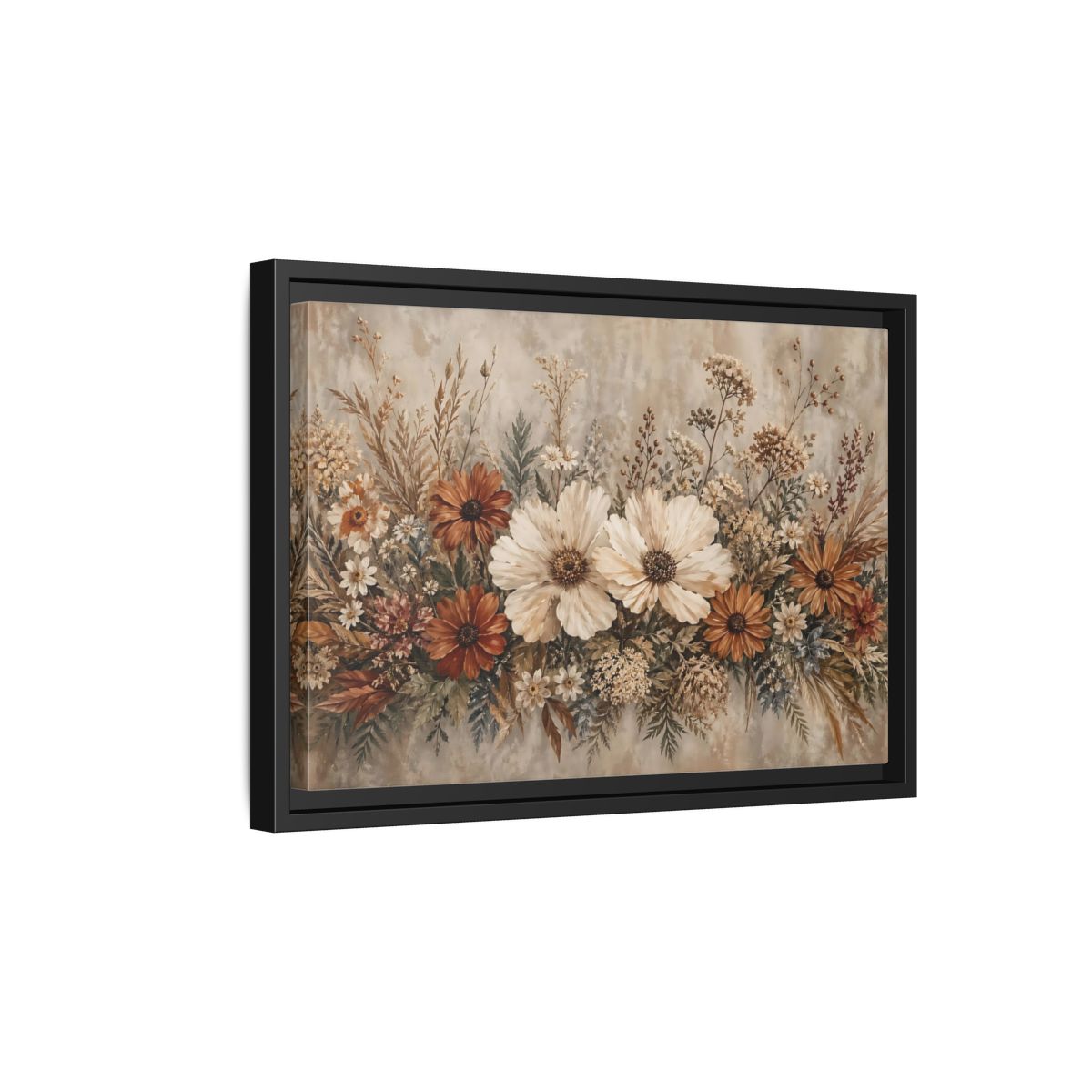 Side Mockup 6. Floral Wildflowers Boho Floral shown as stretched canvas wall art