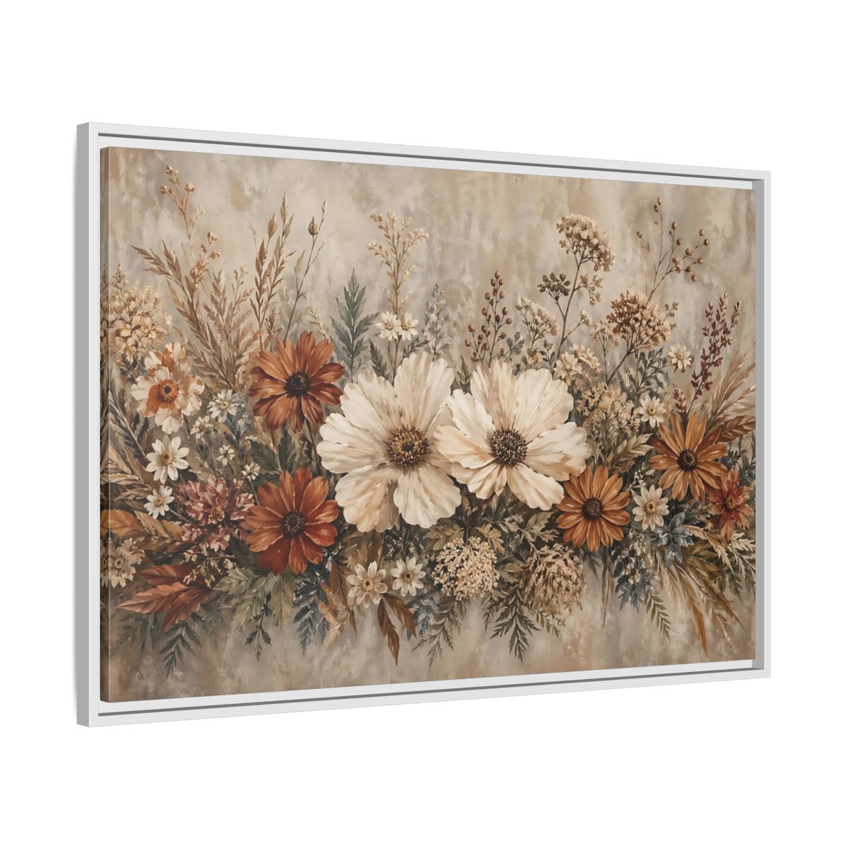 Side Mockup 9. Floral Wildflowers Boho Floral shown as stretched canvas wall art