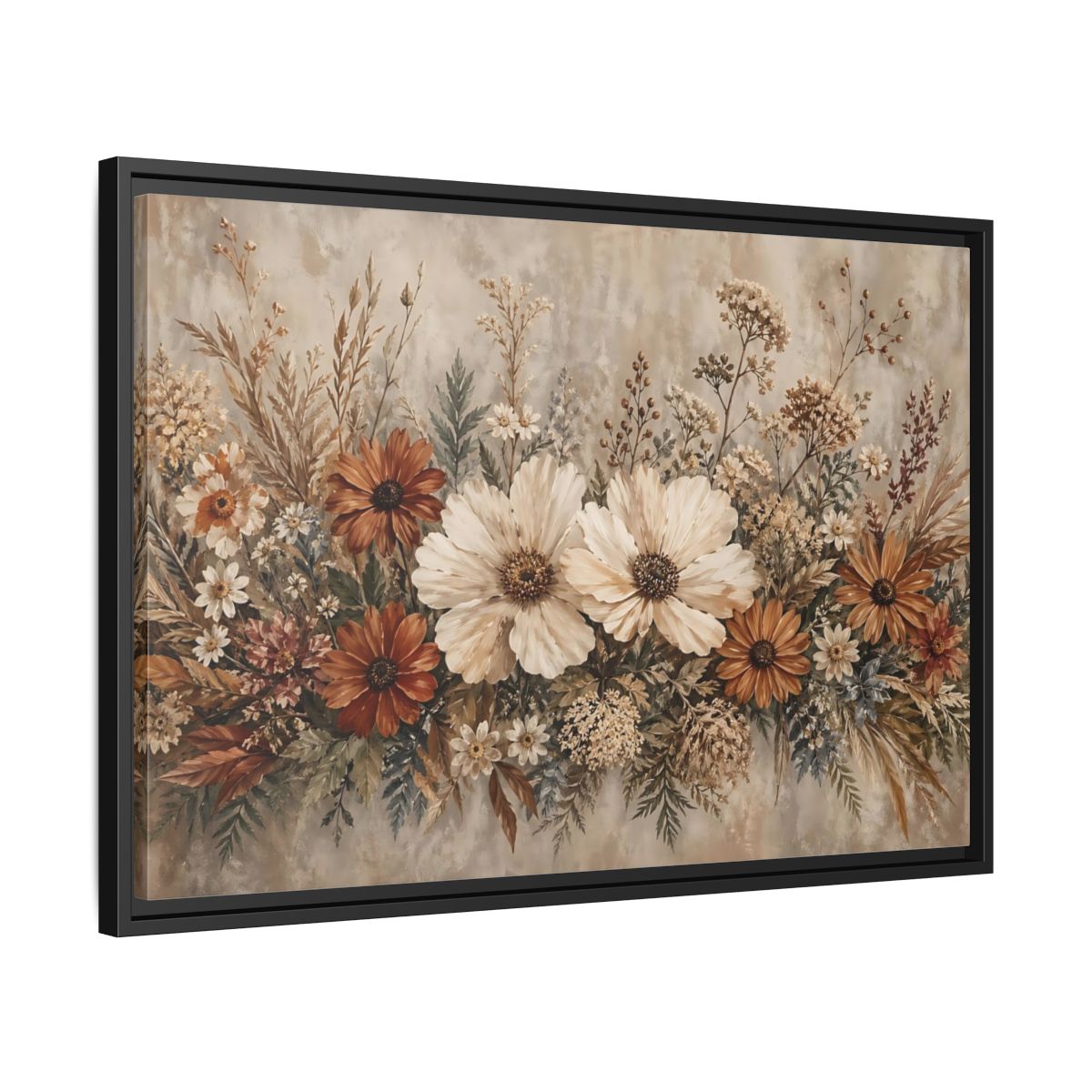 Side Mockup 14. Floral Wildflowers Boho Floral shown as stretched canvas wall art