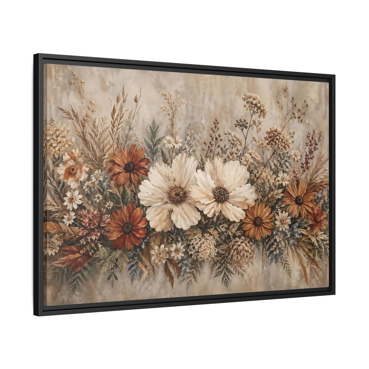Side Mockup 13. Floral Wildflowers Boho Floral shown as stretched canvas wall art