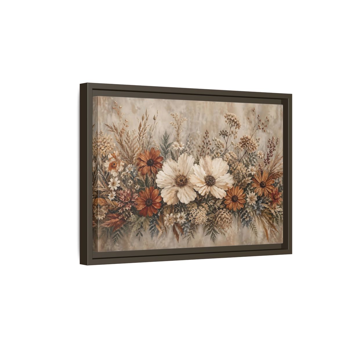 Side Mockup 5. Floral Wildflowers Boho Floral shown as stretched canvas wall art