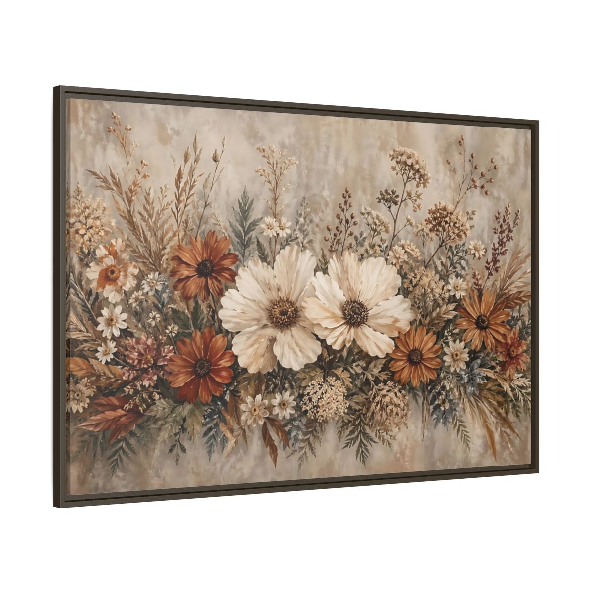 Side Mockup 8. Floral Wildflowers Boho Floral shown as stretched canvas wall art