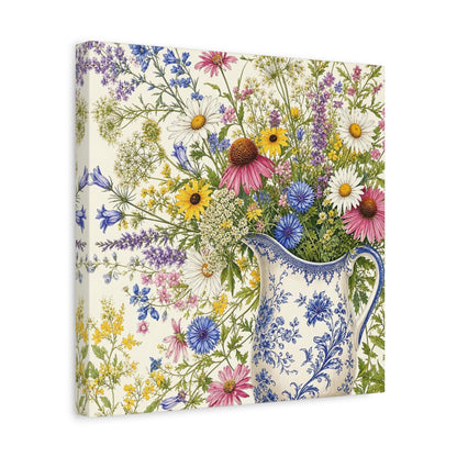 Side Mockup 7. Floral Wildflowers Colorful Wildflowers shown as stretched canvas wall art