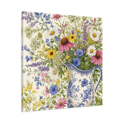Side Mockup 3. Floral Wildflowers Colorful Wildflowers shown as stretched canvas wall art