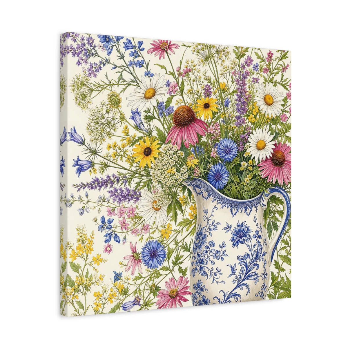 Side Mockup 5. Floral Wildflowers Colorful Wildflowers shown as stretched canvas wall art