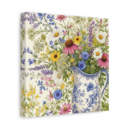 Side Mockup 9. Floral Wildflowers Colorful Wildflowers shown as stretched canvas wall art