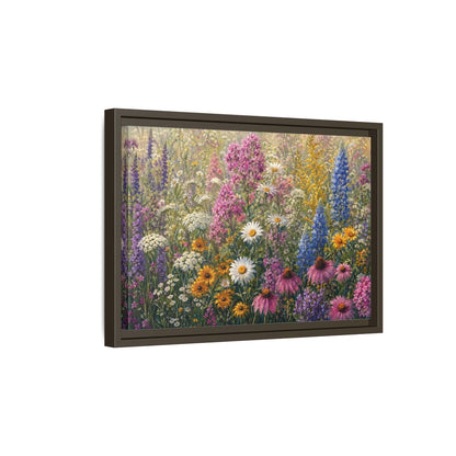 Side Mockup 5. Floral Wildflowers Colorful Wildflower Field shown as stretched canvas wall art