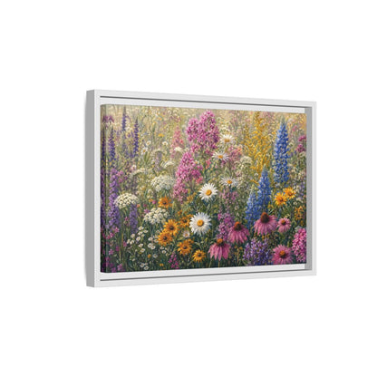 Side Mockup 4. Floral Wildflowers Colorful Wildflower Field shown as stretched canvas wall art