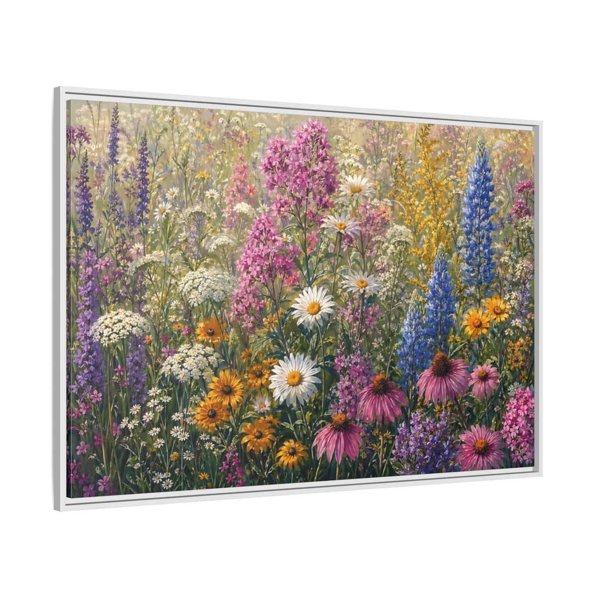 Side Mockup 7. Floral Wildflowers Colorful Wildflower Field shown as stretched canvas wall art