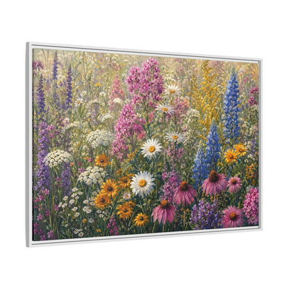 Side Mockup 7. Floral Wildflowers Colorful Wildflower Field shown as stretched canvas wall art