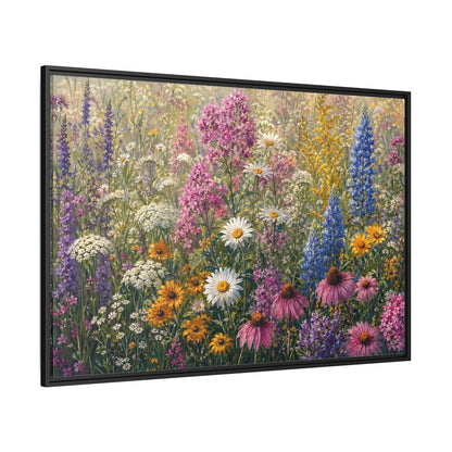 Side Mockup 12. Floral Wildflowers Colorful Wildflower Field shown as stretched canvas wall art
