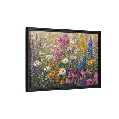 Side Mockup 3. Floral Wildflowers Colorful Wildflower Field shown as stretched canvas wall art