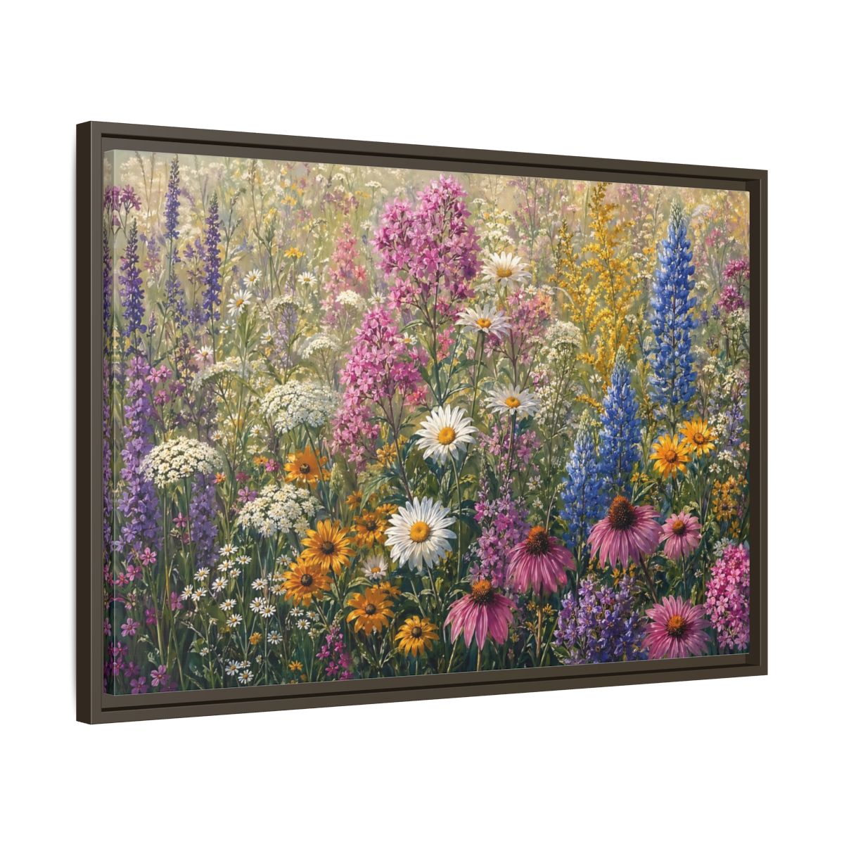 Side Mockup 11. Floral Wildflowers Colorful Wildflower Field shown as stretched canvas wall art