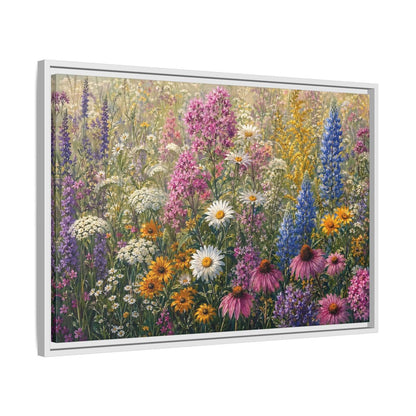 Side Mockup 10. Floral Wildflowers Colorful Wildflower Field shown as stretched canvas wall art