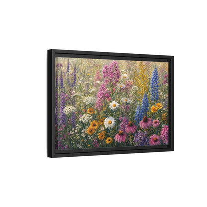 Side Mockup 6. Floral Wildflowers Colorful Wildflower Field shown as stretched canvas wall art