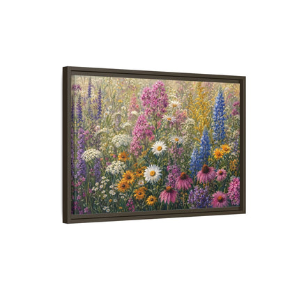 Side Mockup 2. Floral Wildflowers Colorful Wildflower Field shown as stretched canvas wall art