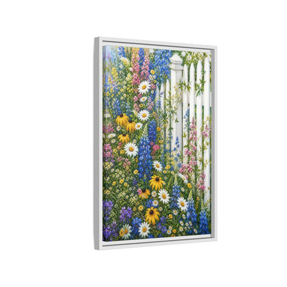 Side Mockup 1. Floral Wildflowers Colorful Wildflowers shown as stretched canvas wall art