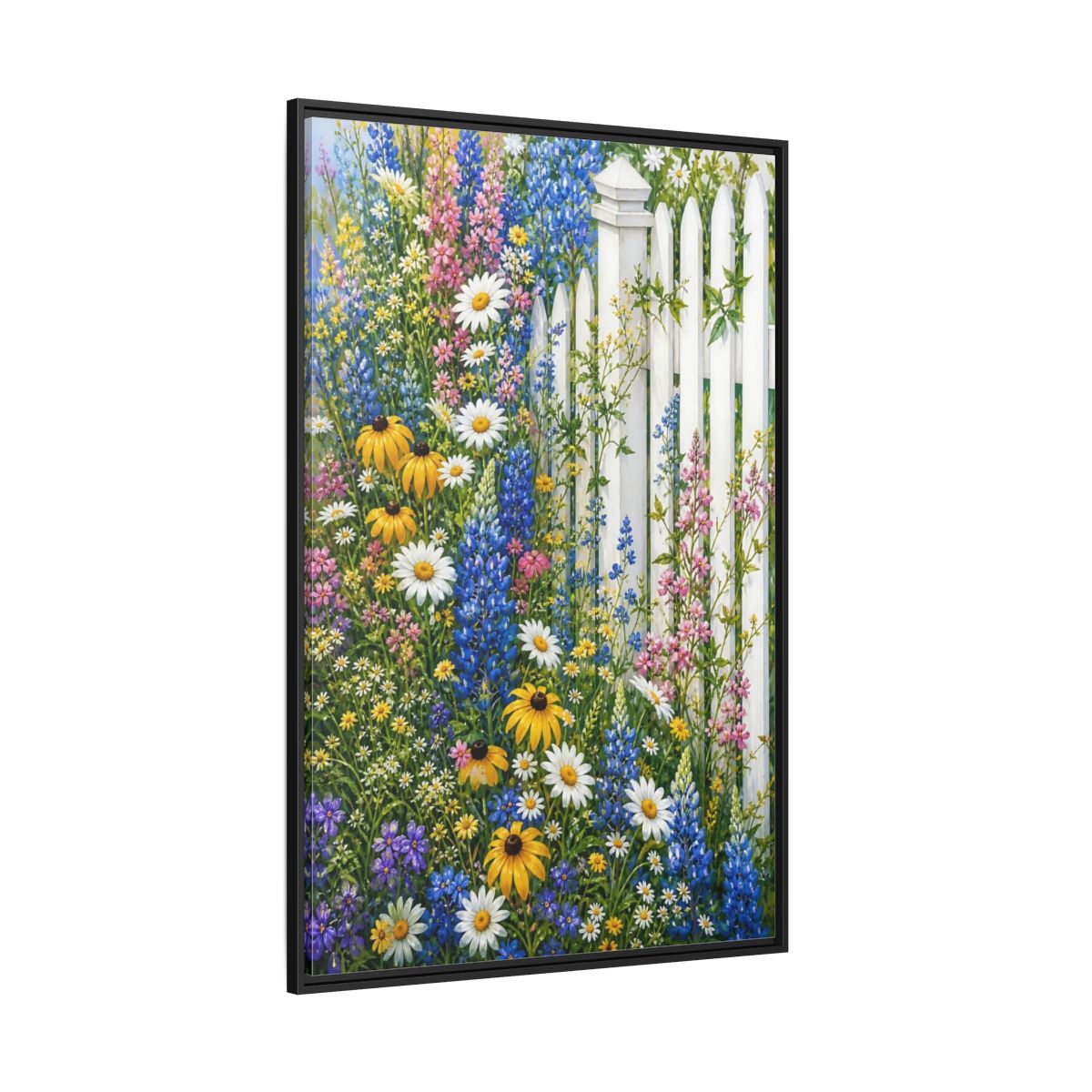 Side Mockup 12. Floral Wildflowers Colorful Wildflowers shown as stretched canvas wall art