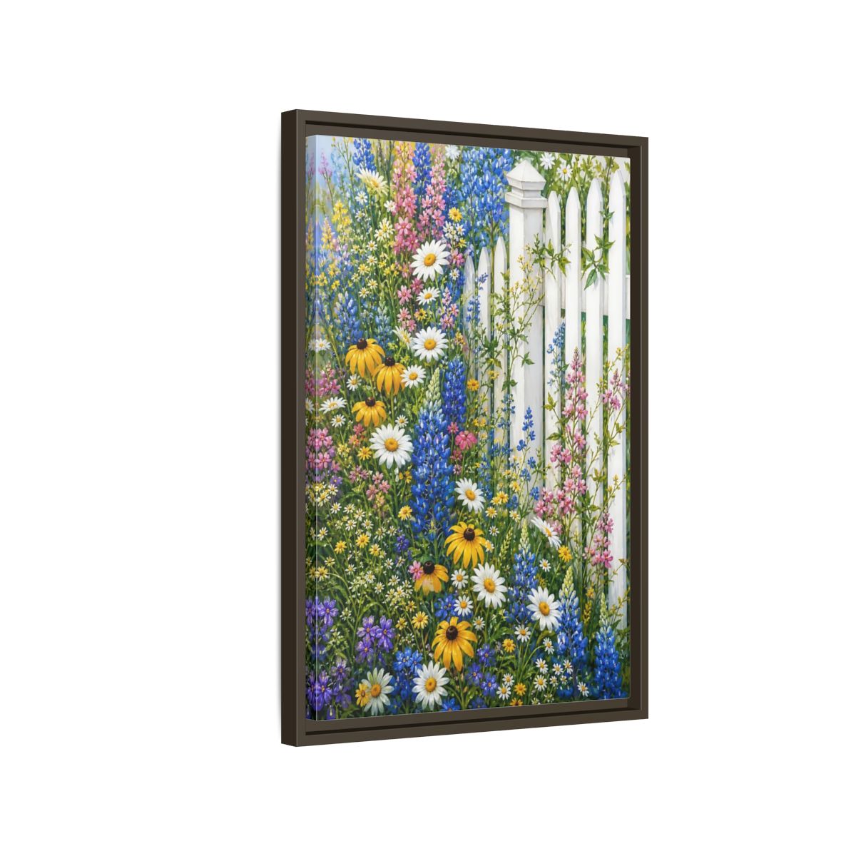 Side Mockup 2. Floral Wildflowers Colorful Wildflowers shown as stretched canvas wall art