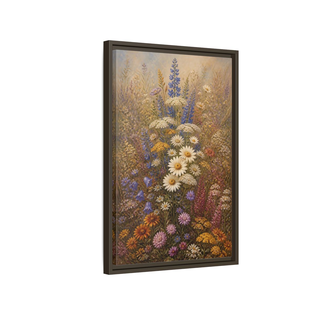 Side Mockup 2. Floral Wildflowers Colorful Wildflowers shown as stretched canvas wall art