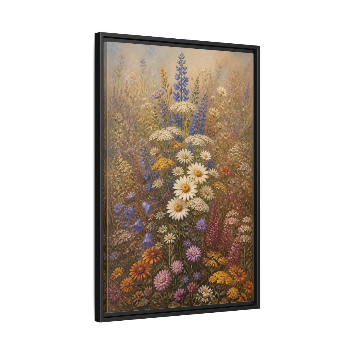 Side Mockup 14. Floral Wildflowers Colorful Wildflowers shown as stretched canvas wall art