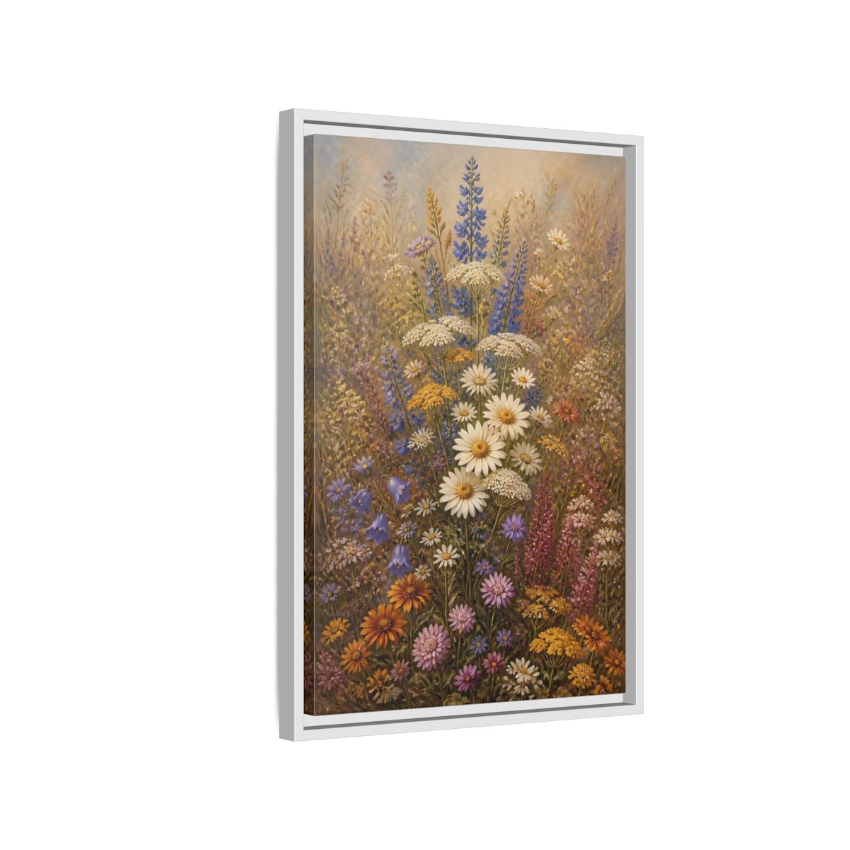 Side Mockup 1. Floral Wildflowers Colorful Wildflowers shown as stretched canvas wall art