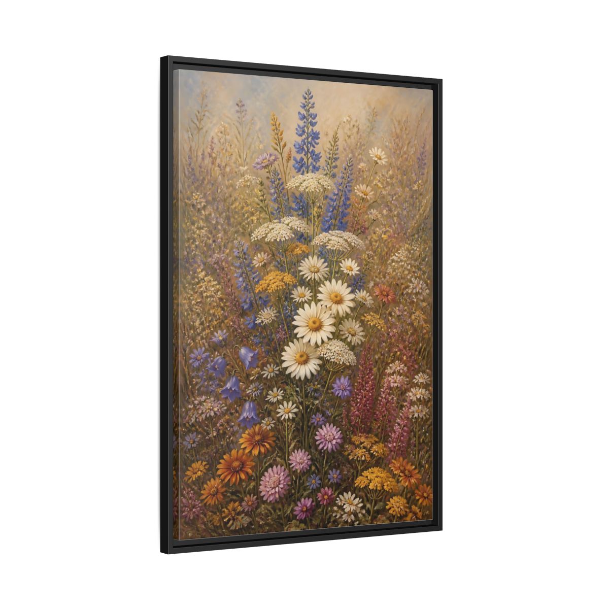 Side Mockup 13. Floral Wildflowers Colorful Wildflowers shown as stretched canvas wall art