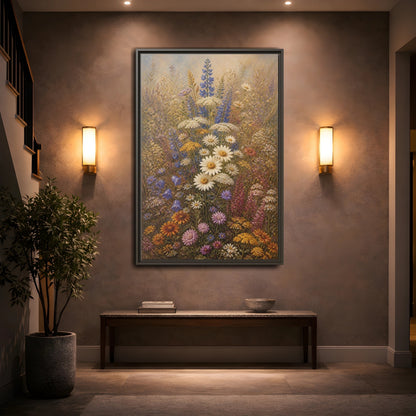 Mockup 2. Floral Wildflowers Colorful Wildflowers shown as stretched canvas wall art