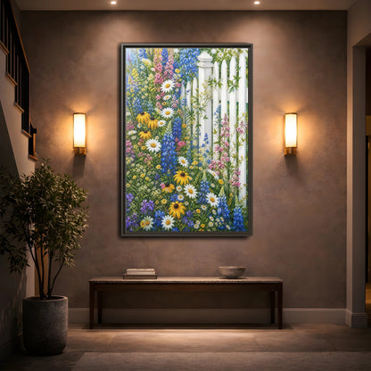 Mockup 2. Floral Wildflowers Colorful Wildflowers shown as stretched canvas wall art