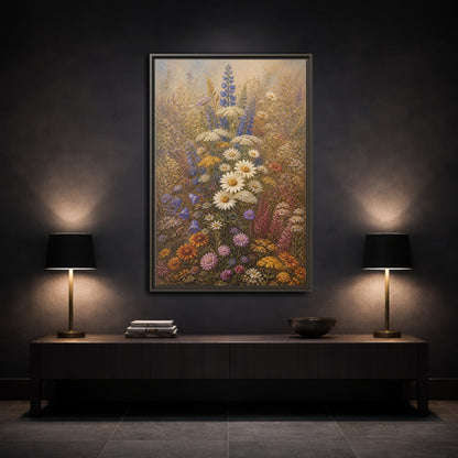 Mockup 3. Floral Wildflowers Colorful Wildflowers shown as stretched canvas wall art