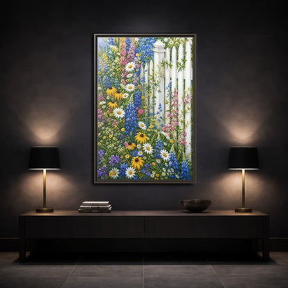 Mockup 3. Floral Wildflowers Colorful Wildflowers shown as stretched canvas wall art