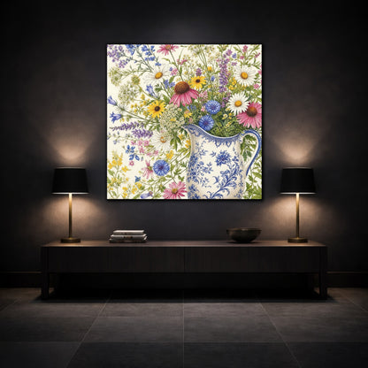 Mockup 3. Floral Wildflowers Colorful Wildflowers shown as stretched canvas wall art